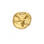 Stainless steel charms round with starfish Gold