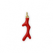 Brass TQ metal charms coral Gold-Red