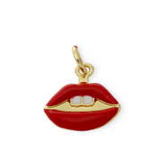 Brass TQ metal charms kiss Gold-Red-White