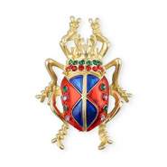 Brooches beetle with strass Gold-Red-Blue-Green