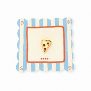 BY31&reg; Eco-brass metal charms pizza slice Gold-Red