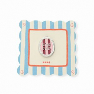 BY31&reg; Eco-brass metal charms with enamel oval Ciao bella"" Silver-Light Pink-Red