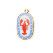 Ceramic charms oval with lobster Gold-White-Blue-Red