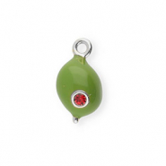 BY31&reg; Eco-brass metal charms with enamel olive Silver-Olive Green-Red
