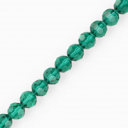 Round top faceted beads 10 mm Teal Green