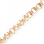 Round top faceted beads 14 mm Beige-Pearl Shine Coating