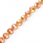 Round top faceted beads 14 mm Cognac-AB Coating