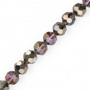 Round top faceted beads 14 mm Antracite-AB Coating