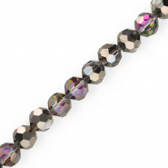 Round top faceted beads 16 mm Antracite-AB Coating
