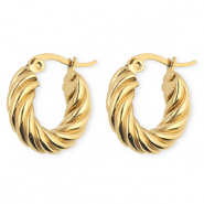 BY31&reg; Stainless steel earrings / creoles twisted Gold
