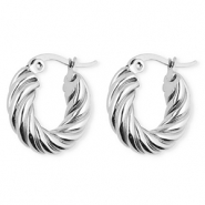 BY31&reg; Stainless steel earrings / creoles twisted Silver