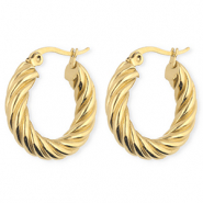 BY31&reg; Stainless steel earrings / creoles twisted Gold