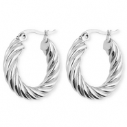 BY31&reg; Stainless steel earrings / creoles twisted Silver
