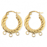 BY31&reg; Stainless Steel findings earrings&nbsp;/&nbsp;creoles twisted with 3 loops Gold