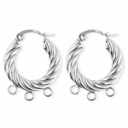 BY31&reg; Stainless Steel findings earrings&nbsp;/&nbsp;creoles twisted with 3 loops Silver