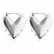 BY31&reg; Stainless Steel findings earrings&nbsp;/&nbsp;creoles heart with 5 loops Silver