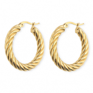 BY31&reg; Stainless steel earrings / creoles twisted Gold