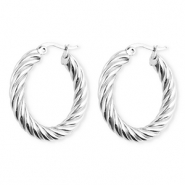 BY31&reg; Stainless steel earrings / creoles twisted Silver