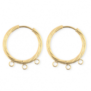 BY31&reg; Stainless Steel findings earrings&nbsp;/&nbsp;creoles twisted with 3 loops Gold