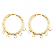 BY31&reg; Stainless Steel findings earrings&nbsp;/&nbsp;creoles twisted with 5 loops Gold