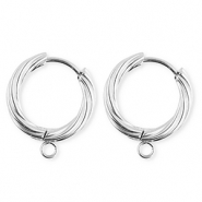 BY31&reg; Stainless Steel findings earrings&nbsp;/&nbsp;creoles twisted with loop Silver