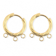 BY31&reg; Stainless Steel findings earrings&nbsp;/&nbsp;creoles twisted with 3 loops Gold