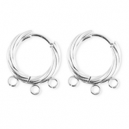BY31&reg; Stainless Steel findings earrings&nbsp;/&nbsp;creoles twisted with 3 loops Silver