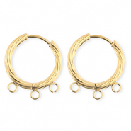 BY31&reg; Stainless Steel findings earrings&nbsp;/&nbsp;creoles twisted with 3 loops Gold