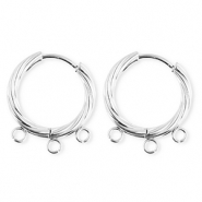 BY31&reg; Stainless Steel findings earrings&nbsp;/&nbsp;creoles twisted with 3 loops Silver