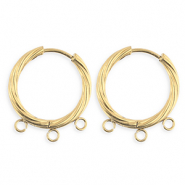 BY31&reg; Stainless Steel findings earrings&nbsp;/&nbsp;creoles twisted with 3 loops Gold