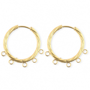 BY31&reg; Stainless Steel findings earrings&nbsp;/&nbsp;creoles twisted with 5 loops Gold