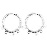 BY31&reg; Stainless Steel findings earrings&nbsp;/&nbsp;creoles twisted with 5 loops Silver