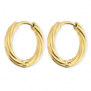 BY31&reg; Stainless steel earrings / creoles twisted Gold