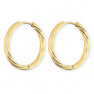 BY31&reg; Stainless steel earrings / creoles twisted Gold