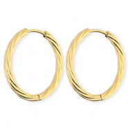 BY31&reg; Stainless steel earrings / creoles twisted Gold