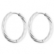 BY31&reg; Stainless steel earrings / creoles twisted Silver