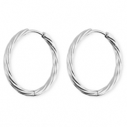 BY31&reg; Stainless steel earrings / creoles twisted Silver