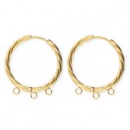 BY31&reg; Stainless Steel findings earrings&nbsp;/&nbsp;creoles twisted with 3 loops Gold