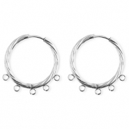 BY31&reg; Stainless Steel findings earrings&nbsp;/&nbsp;creoles twisted with 5 loops Silver
