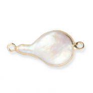 Imperfect freshwater pearls connector asymmetric drop Gold-Natural White