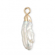 Imperfect freshwater pearls charm tooth Gold-Natural White