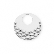 Stainless steel charms round Silver