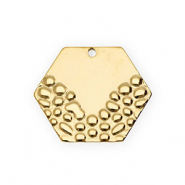 Stainless steel charms hexagon Gold