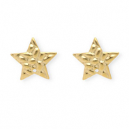 Stainless Steel findings earrings / earpins star with loop Gold