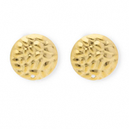 Stainless Steel findings earrings / earpins round with loop Gold