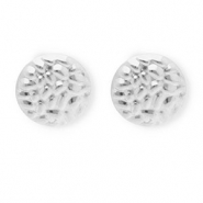 Stainless Steel findings earrings / earpins round with loop Silver
