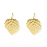 Stainless steel findings earrings&nbsp;/&nbsp;earpins leaf with loop Gold