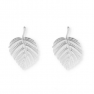 Stainless steel findings earrings&nbsp;/&nbsp;earpins leaf with loop Silver