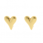 Stainless steel findings earrings&nbsp;/&nbsp;earpins heart with loop Gold