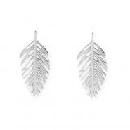 Stainless steel findings earrings&nbsp;/&nbsp;earpins leaf with loop Silver